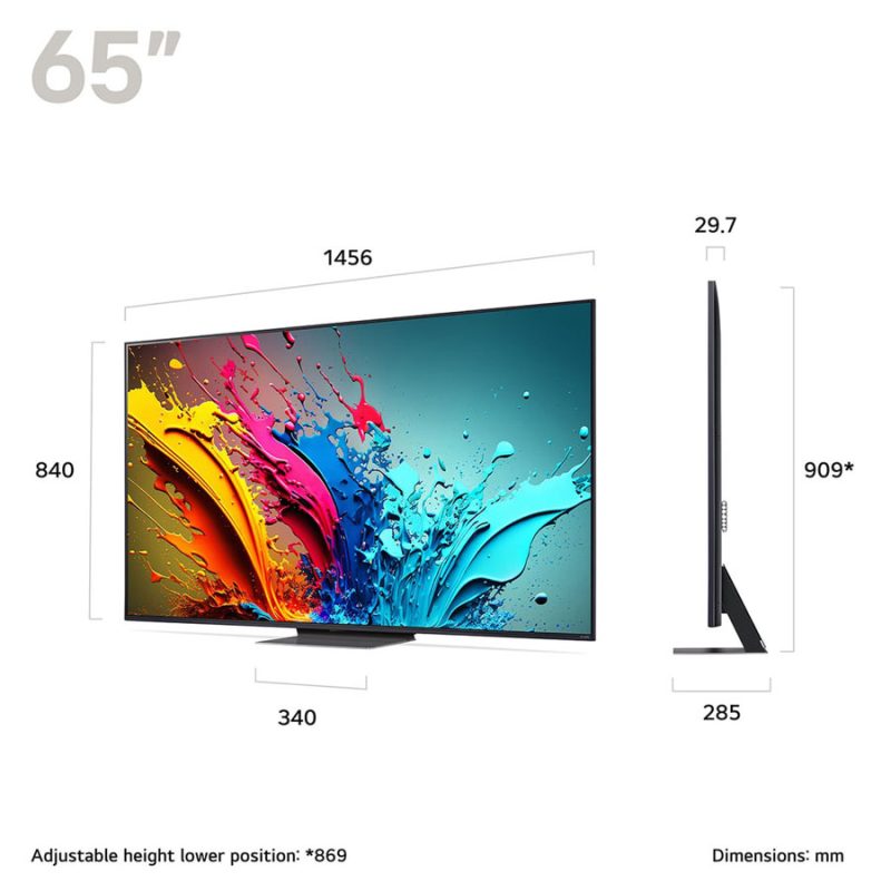سایز تلویزیون ال جی سایز 65 اینچ مدل 65QNED86